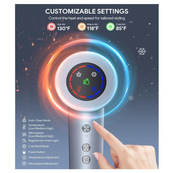 Hi-Speed Ion Blow Dryer Brushless Motor Thermo-Control Quiet Compact 1 Nozzle - Picture 2 of 9